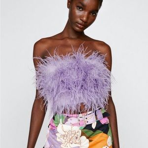 Nasty Gal Purple Feather Top 6 NWT